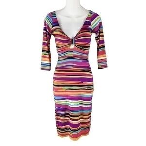 Baru multicolor stripe cutout bodycon dress GG12